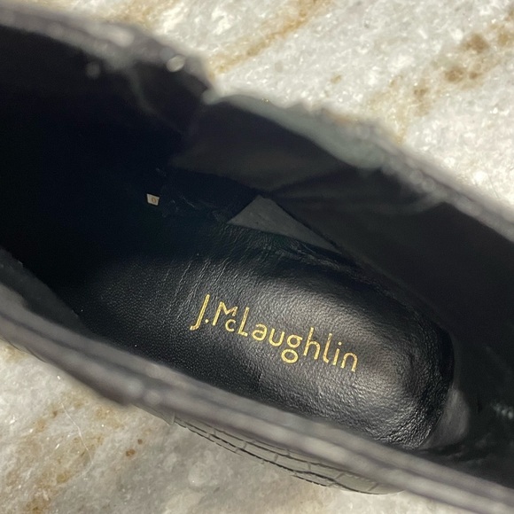 J.Mclaughlin Gwyneth Black Leather Croc-Embossed Ankle Boots Size 7.5 M - Picture 4 of 13